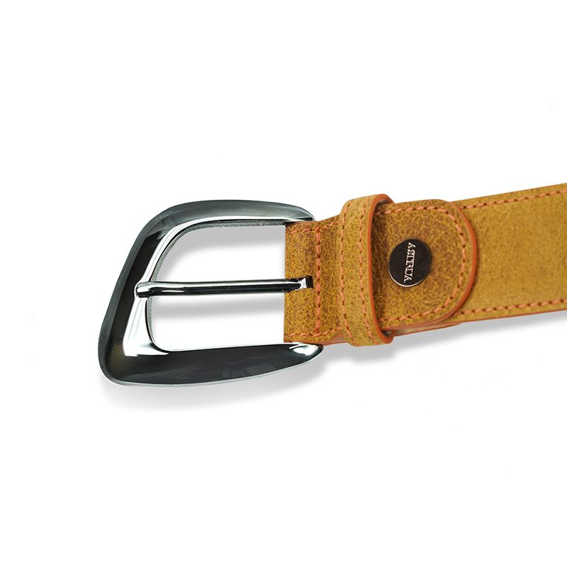 ASTRUA Creazioni Cintura In Pelle Vintage Ocra Fibbia Canna Di Fucile  CI2PV39-32