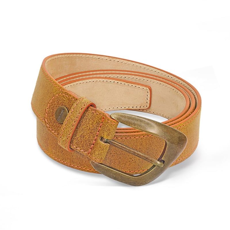 ASTRUA Creazioni Cintura In Pelle Vintage Ocra Fibbia Bronzo  CI2PV39-32