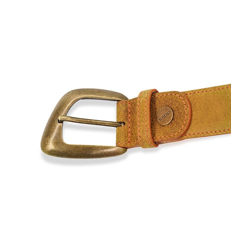 ASTRUA Creazioni Cintura In Pelle Vintage Ocra Fibbia Bronzo  CI2PV39-32