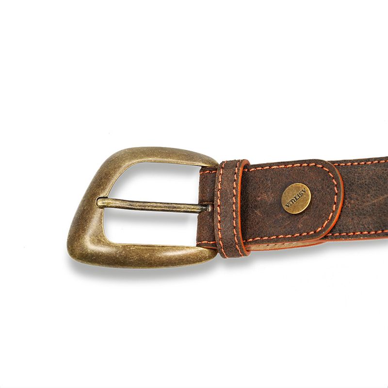 ASTRUA Creazioni Cintura In Pelle Vintage Marrone Fibbia Bronzo  CI2PV89-32