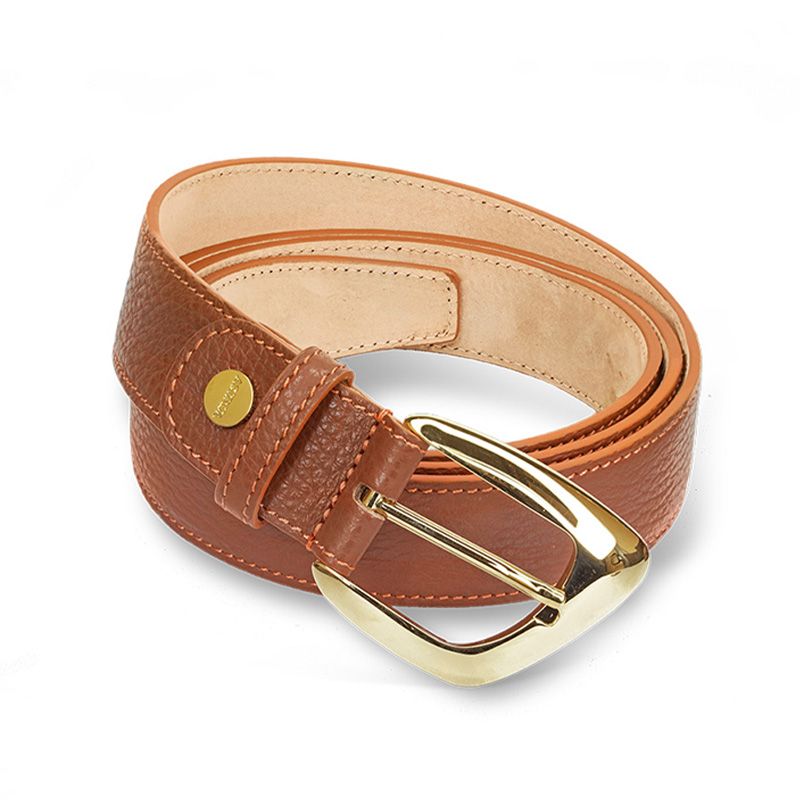 ASTRUA Creazioni Cintura In Pelle Grana Dollaro Woody Fibbia Oro Giallo  CI2PGD87-32