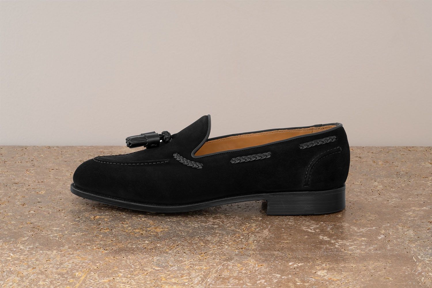 EDWARD GREEN Belgravia - Mocassino Con Nappine Camoscio - Black  BELGRAVIA