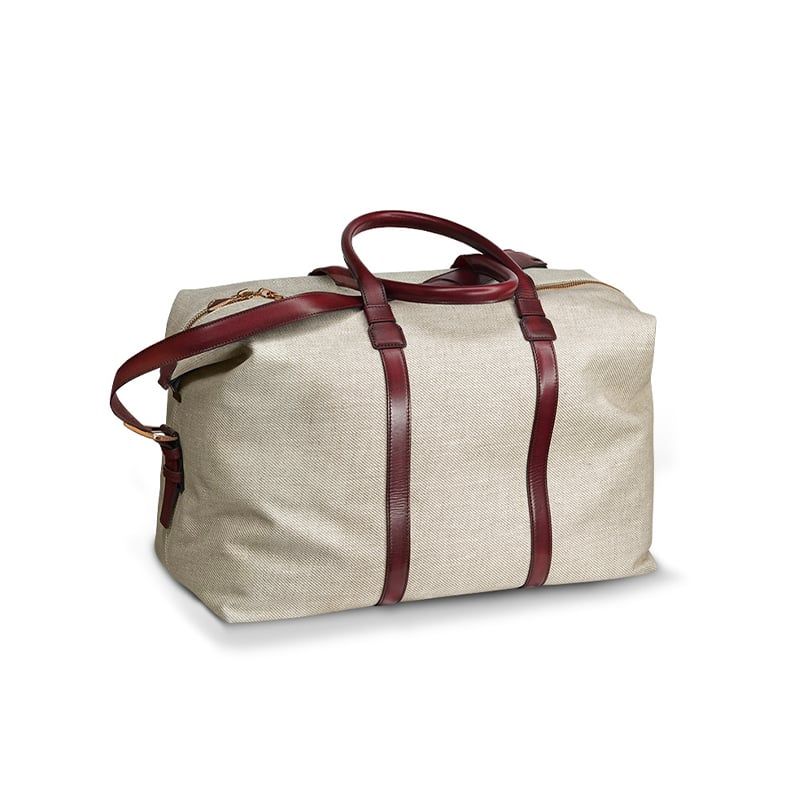 ASTRUA Creazioni Borsone In Canvas Beige e Dettagli Bordeaux  BV1CA40-9007
