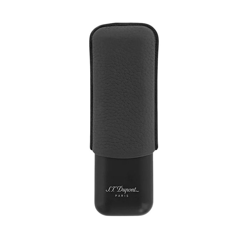 S. T. DUPONT Custodia Doppia Per Sigari in Pelle Nera Martellata / Base Matte  183240