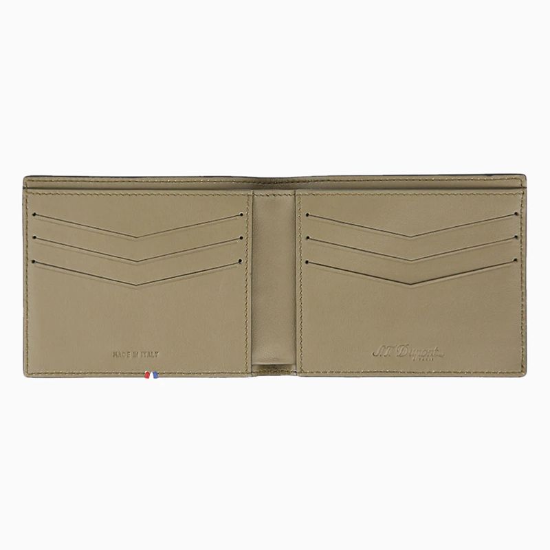 S. T. DUPONT Portafoglio Neo Capsule Pelle Martellata Nero e Verde Militare  180442
