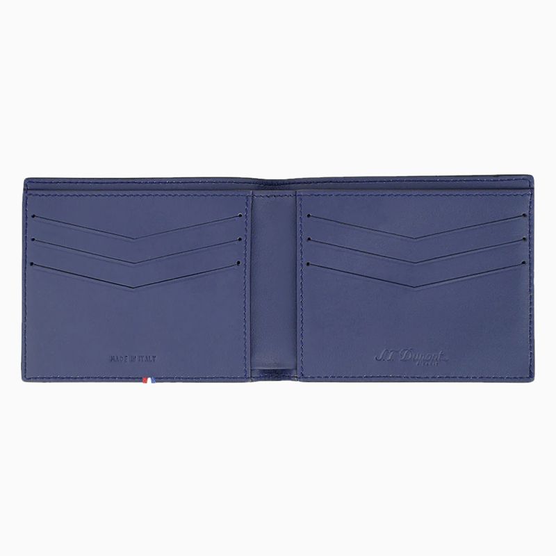 S. T. DUPONT Portafoglio Neo Capsule Pelle Martellata Nero e Blu Scuro  180342