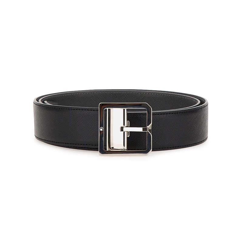 MONTBLANC Cintura Reversibile In Pelle Nera/Grigia  131162