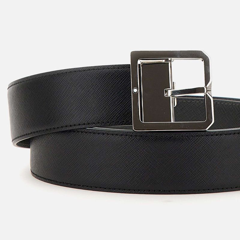 MONTBLANC Cintura Reversibile In Pelle Nera/Grigia  131162