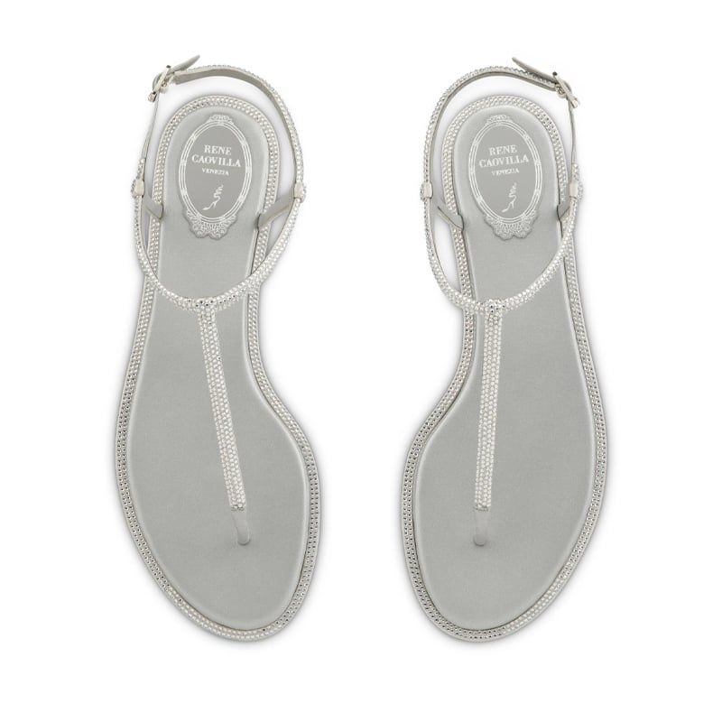 RENE CAOVILLA Diana - Sandali Flat Gioiello Grigio  C11574-010-R001V232
