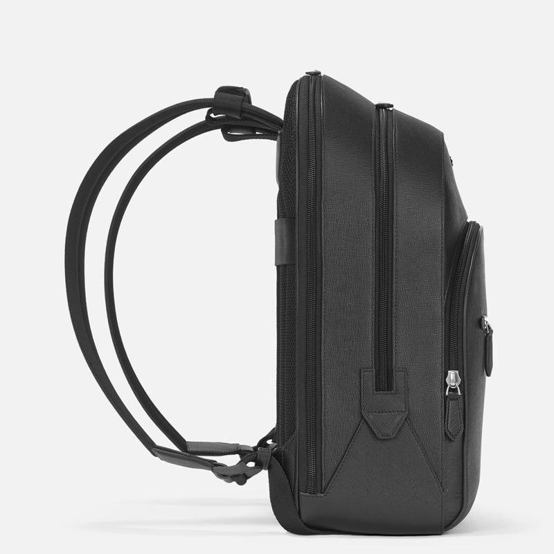 MONTBLANC Zaino Grande in Pelle Nera Con 3 Scomparti Sartorial  130274