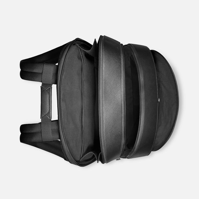 MONTBLANC Zaino Grande in Pelle Nera Con 3 Scomparti Sartorial  130274