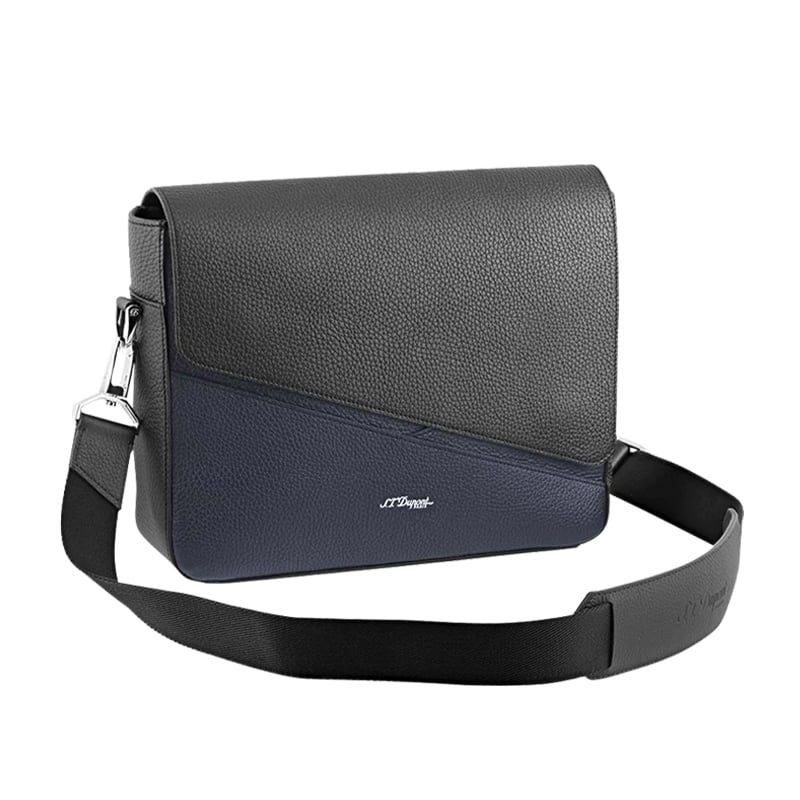 S. T. DUPONT Borsa Messenger Neo Capsule Granulata Blu Navy e Nero  181344