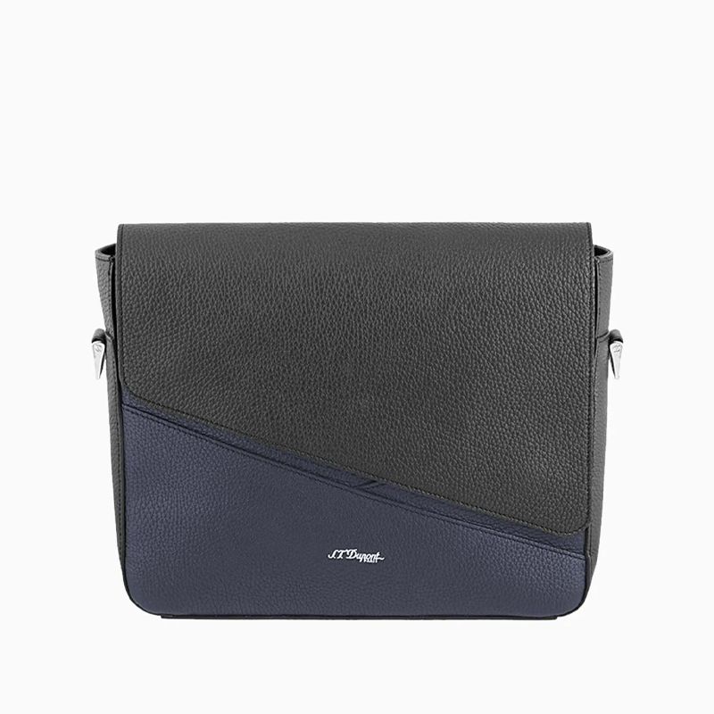 S. T. DUPONT Borsa Messenger Neo Capsule Granulata Blu Navy e Nero  181344