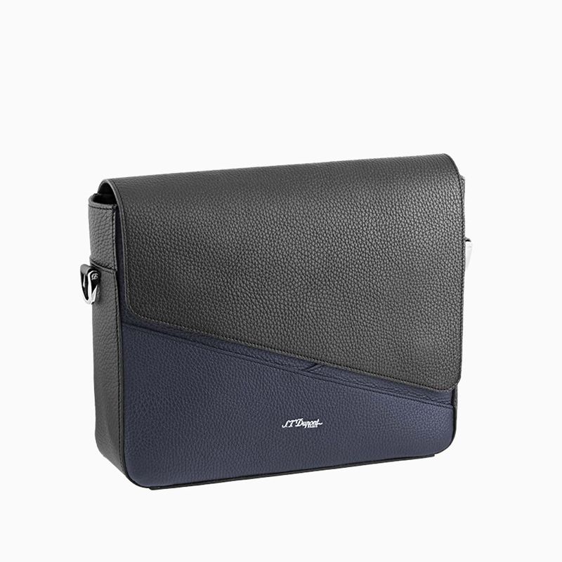 S. T. DUPONT Borsa Messenger Neo Capsule Granulata Blu Navy e Nero  181344