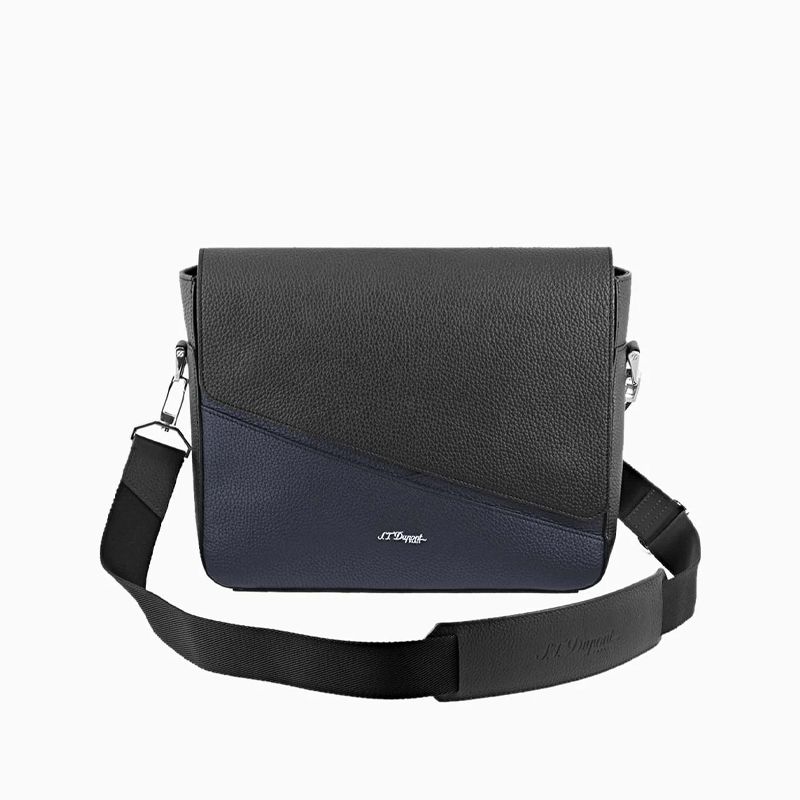 S. T. DUPONT Borsa Messenger Neo Capsule Granulata Blu Navy e Nero  181344