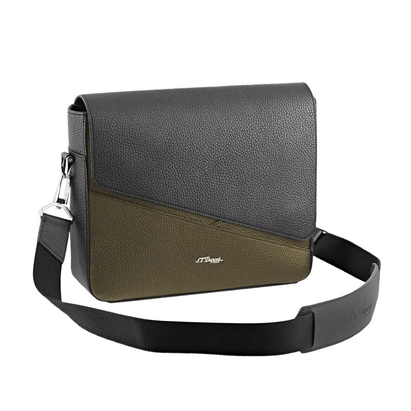 S. T. Dupont Borsa Messenger Neo Capsule Granulata Kaki e Nero  181444