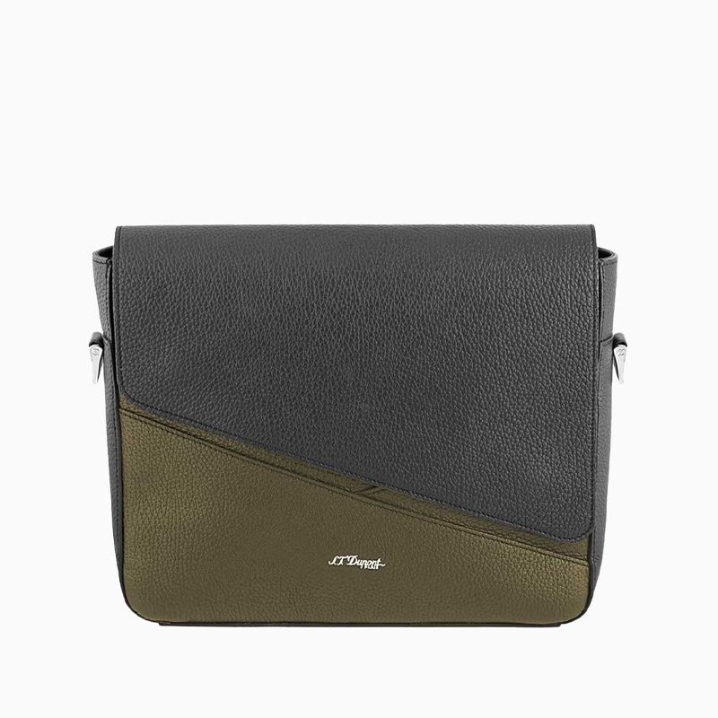S. T. Dupont Borsa Messenger Neo Capsule Granulata Kaki e Nero  181444