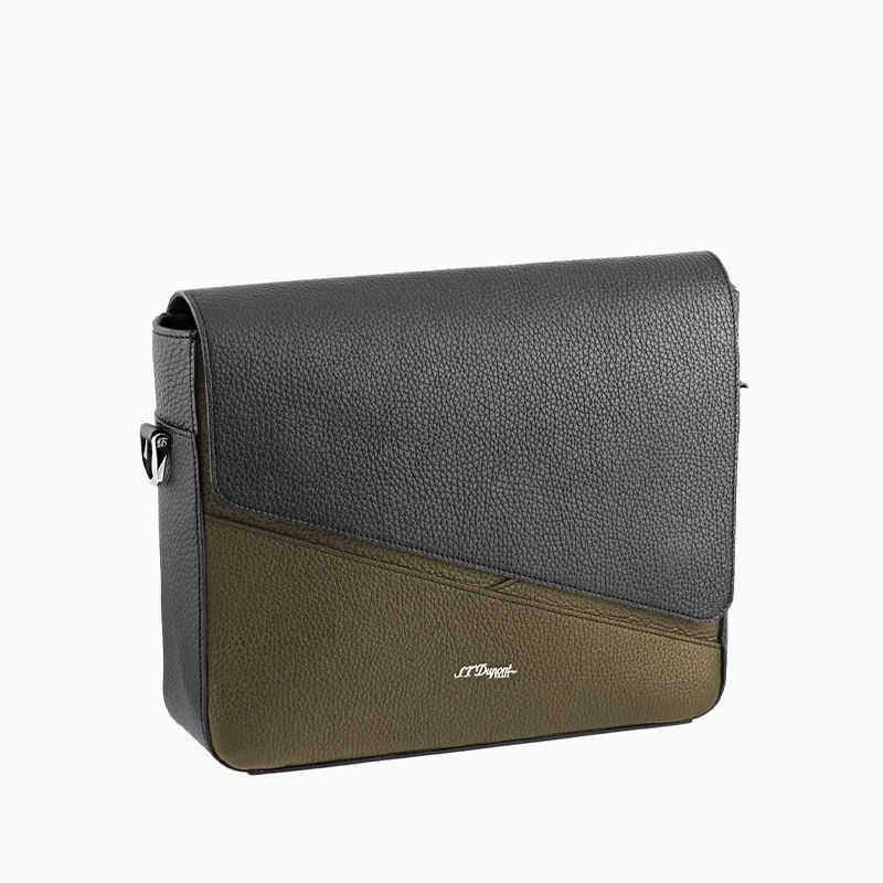 S. T. Dupont Borsa Messenger Neo Capsule Granulata Kaki e Nero  181444