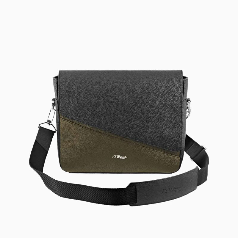 S. T. Dupont Borsa Messenger Neo Capsule Granulata Kaki e Nero  181444