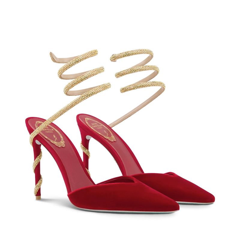 RENE CAOVILLA Margot - Slingback Tacco Alto Rosso/Oro  C11790-105-VL013396