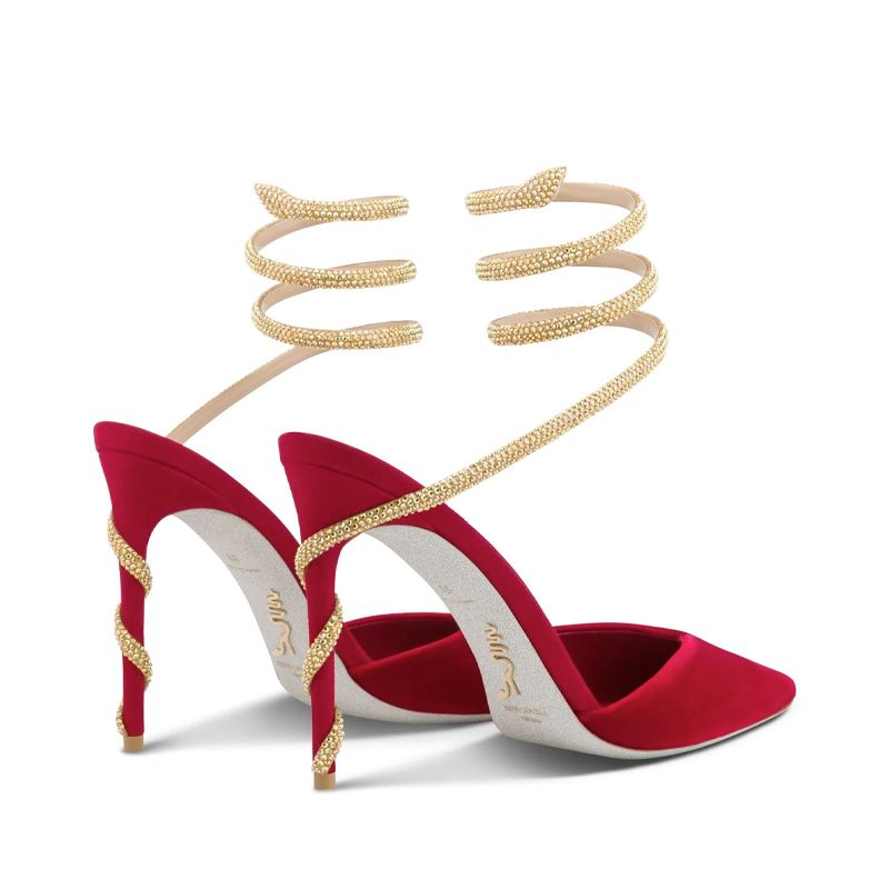 RENE CAOVILLA Margot - Slingback Tacco Alto Rosso/Oro  C11790-105-VL013396