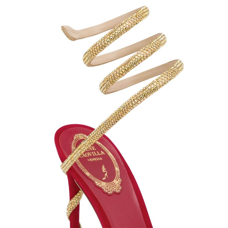 RENE CAOVILLA Margot - Slingback Tacco Alto Rosso/Oro  C11790-105-VL013396