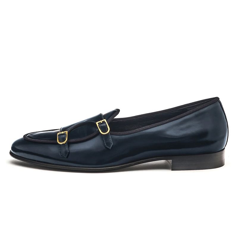 EDHÈN MILANO Brera - Scarpa Doppia Fibbia Pelle Blu  ALB099ABBRBLU