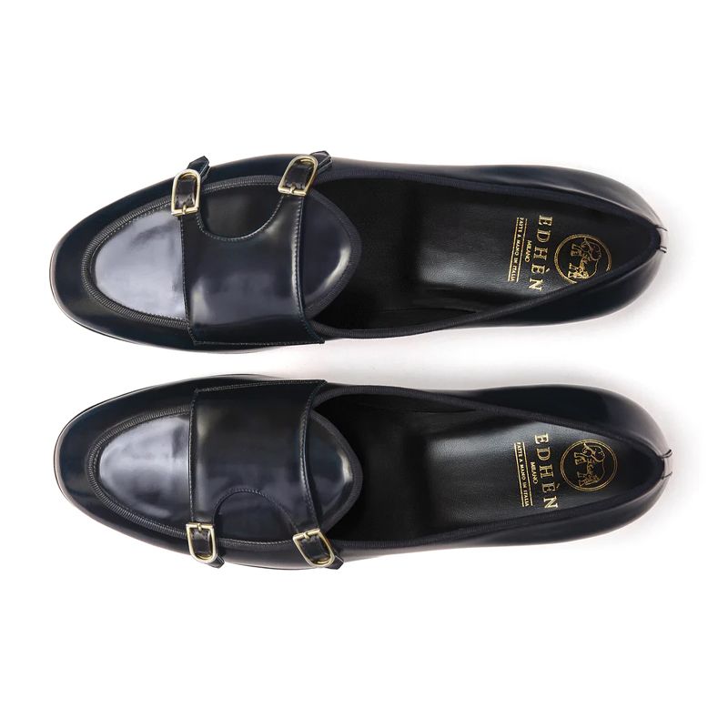 EDHÈN MILANO Brera - Scarpa Doppia Fibbia Pelle Blu  ALB099ABBRBLU
