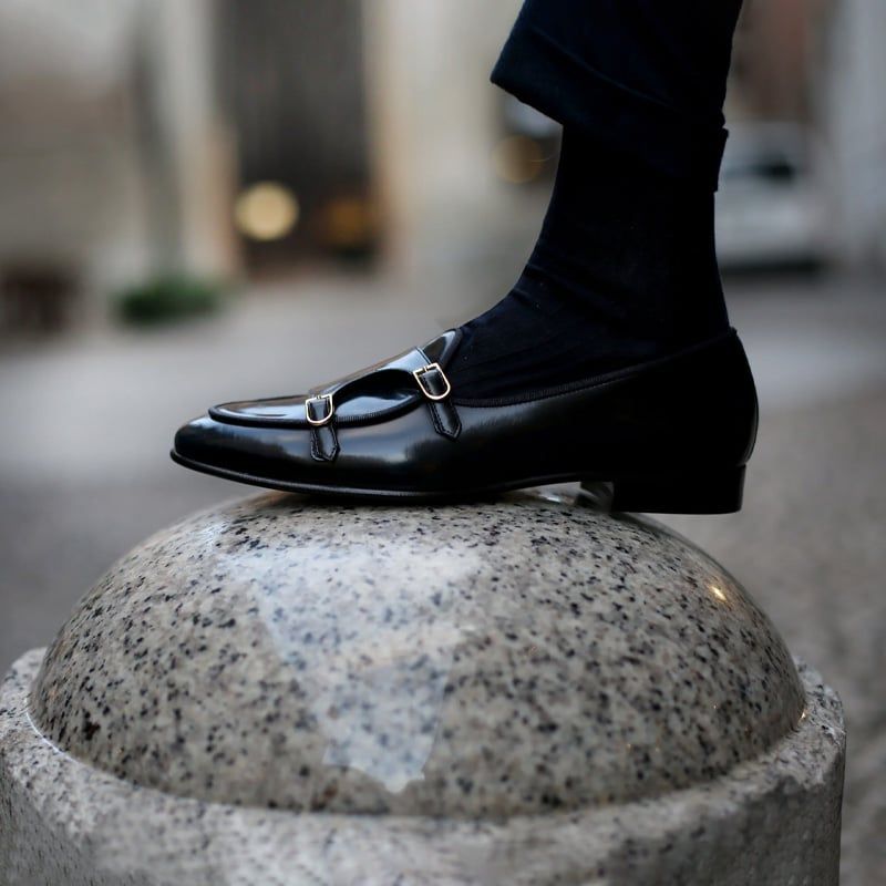 EDHÈN MILANO Brera - Scarpa Doppia Fibbia Pelle Blu  ALB099ABBRBLU