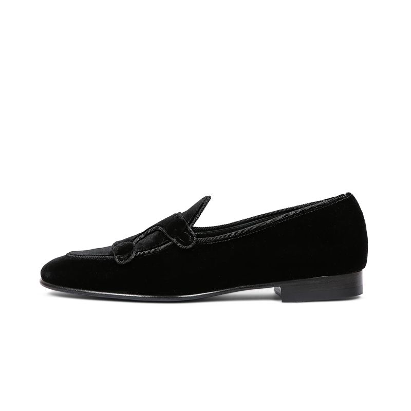 EDHÈN MILANO Brera Velvet - Scarpa Doppia Fibbia Velluto Nero  ALB099VELBLK