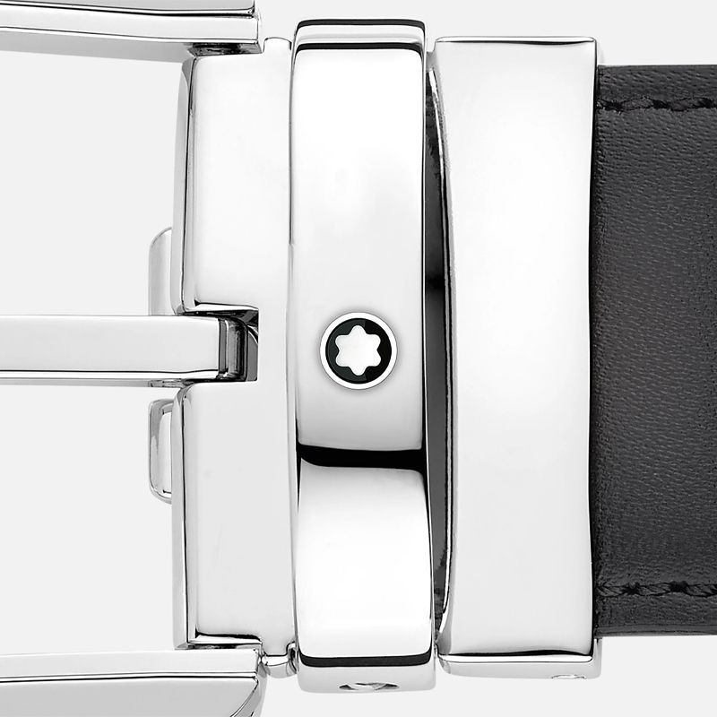 MONTBLANC Cintura In Pelle Grigia Con Fibbia a Ferro Di Cavallo  129437