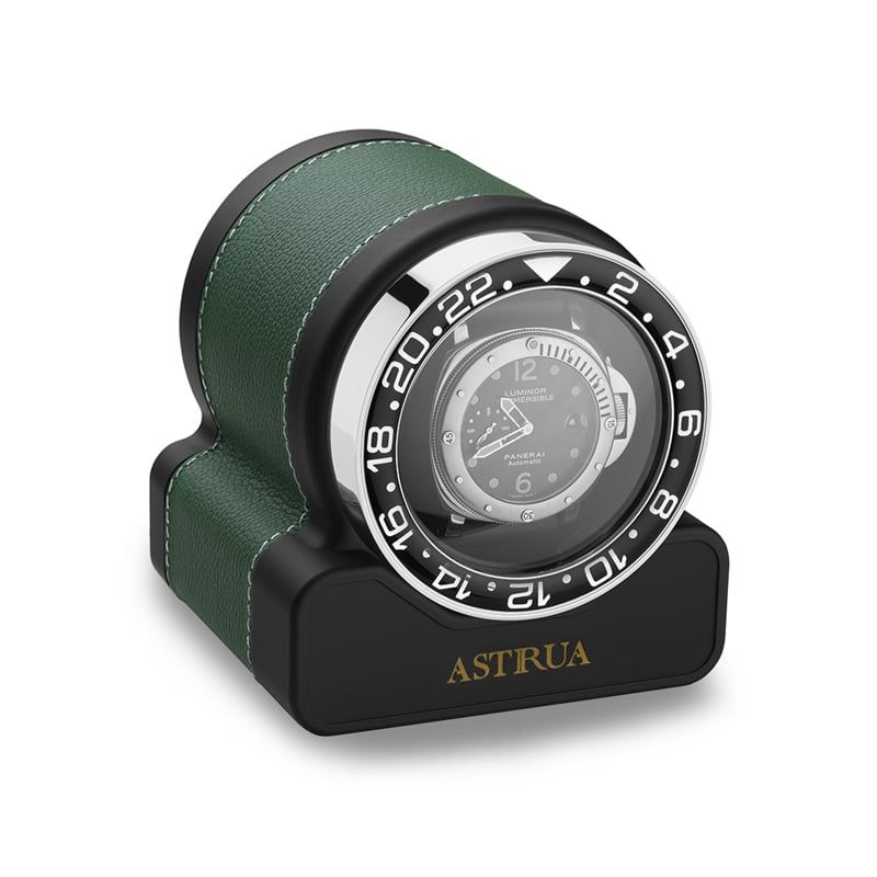 Scatola Del Tempo Rotor One Sport Pelle Grana Dollaro Verde Ghiera Nera  