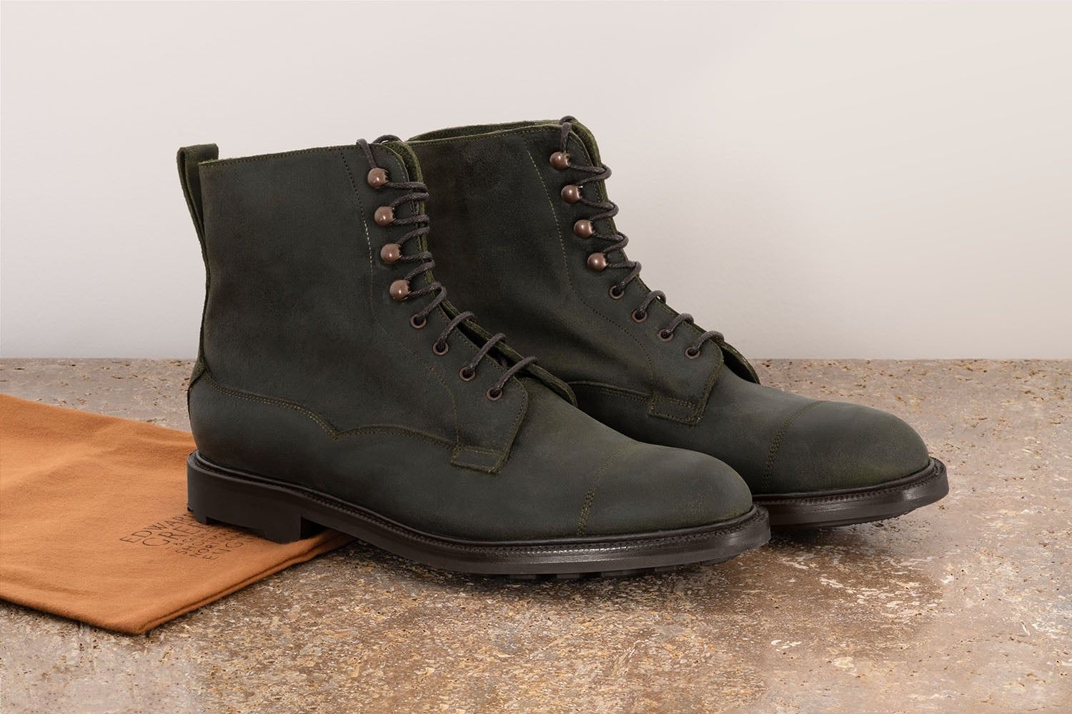 EDWARD GREEN Galway - Stivaletto Con Stringhe - Khaki Waxed Commando  GALWAY