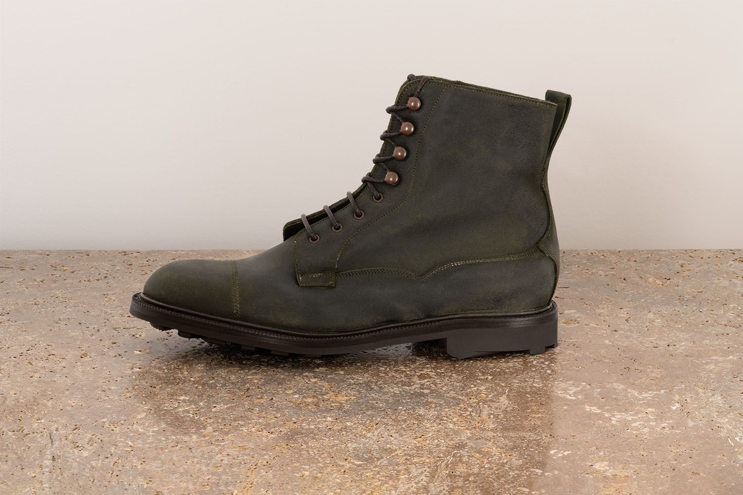 EDWARD GREEN Galway - Stivaletto Con Stringhe - Khaki Waxed Commando  GALWAY