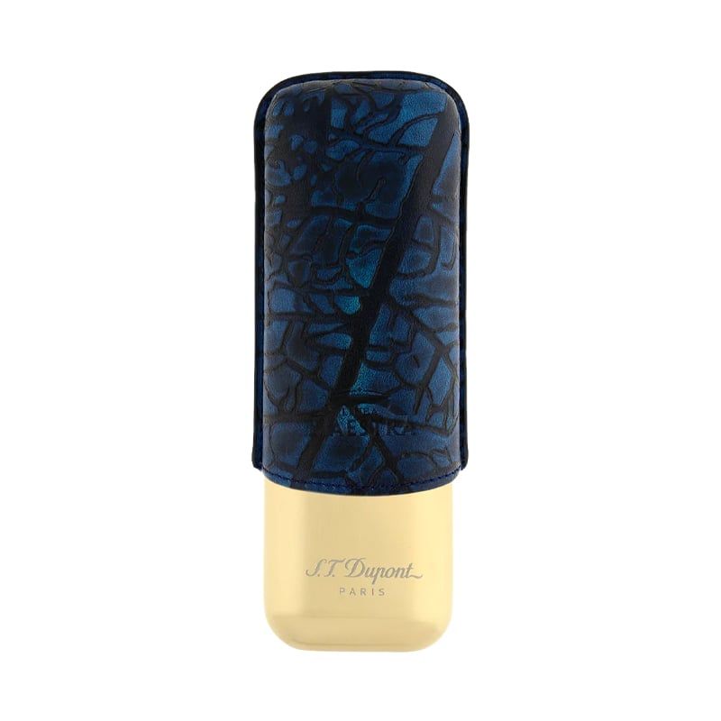 S. T. DUPONT Custodia Due Sigari Partagas Blu / Dorato  183295