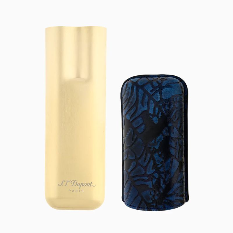 S. T. DUPONT Custodia Due Sigari Partagas Blu / Dorato  183295