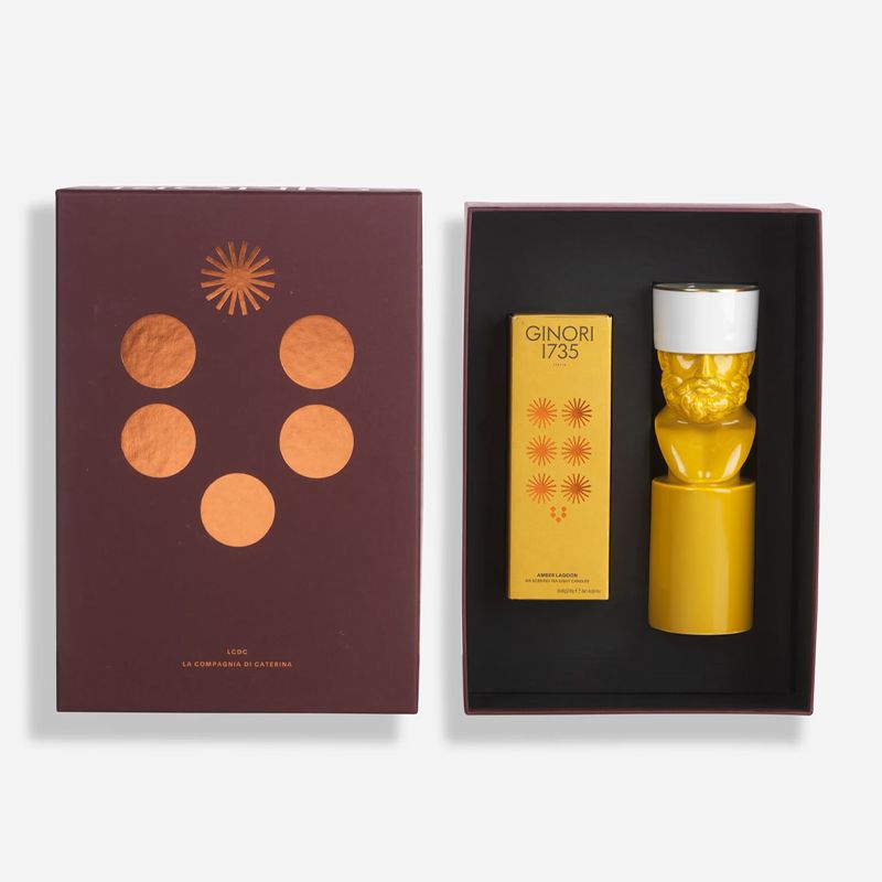 GINORI 1735 Portacandela LCDC Il Letterato Saffron H 22.8 Cm / Ø 7.1 CM 179RG06 Fx0035LX0230G00131000