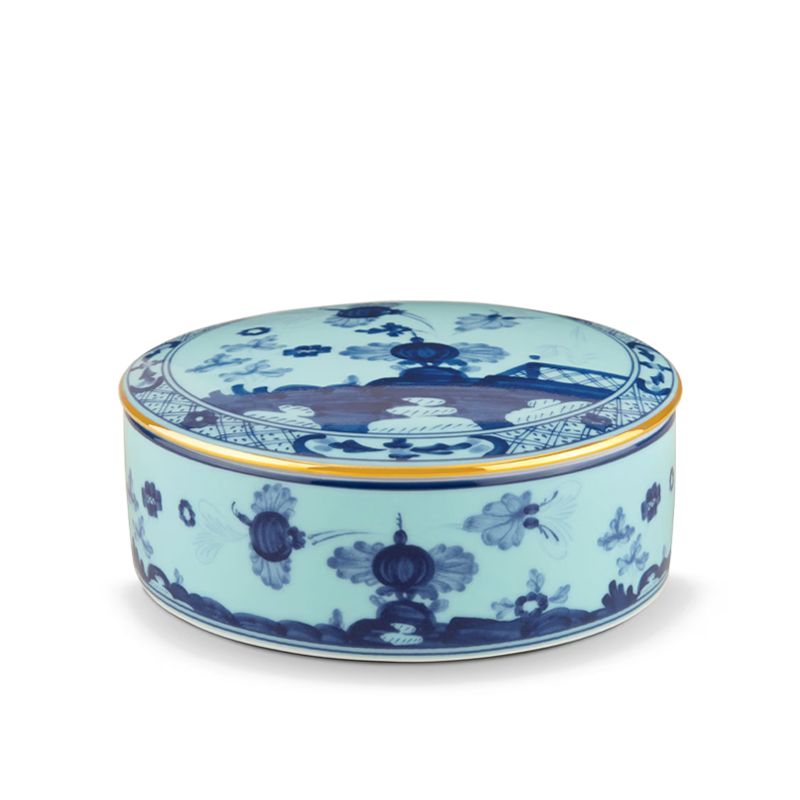 GINORI 1735 Scatola Portaoggetti Oriente Italiano Iris H 5.3 CM / Ø 13.2 CM 017RG02 FX508001G00124300