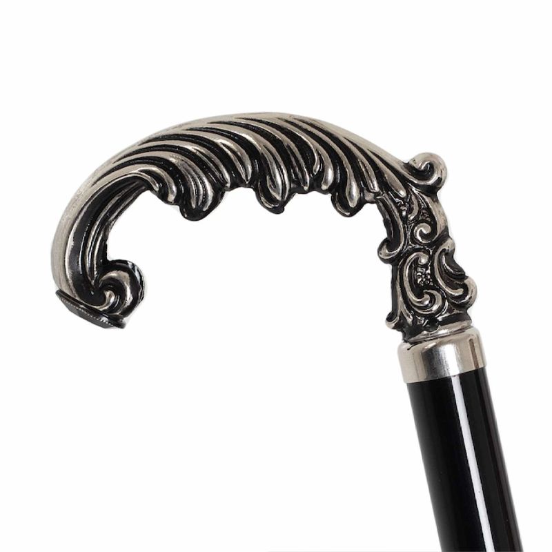 PASOTTI Ombrello Da Donna Classic Nero Interno Foglie Bianche  189N