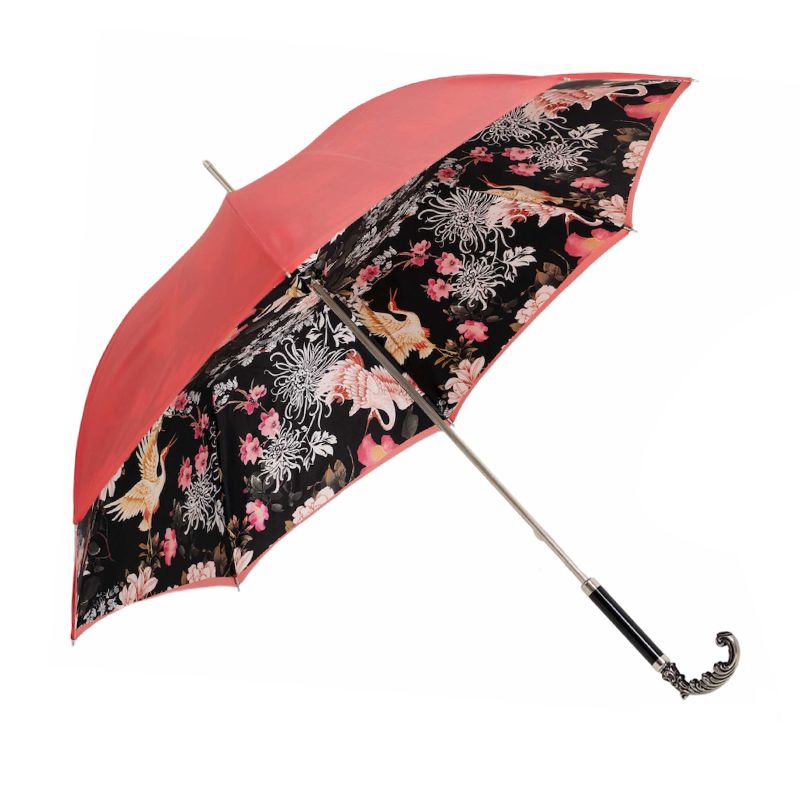 PASOTTI Ombrello Da Donna Lux Corallo Interno Cigni  189*SUMMER11*5F529-5*P49