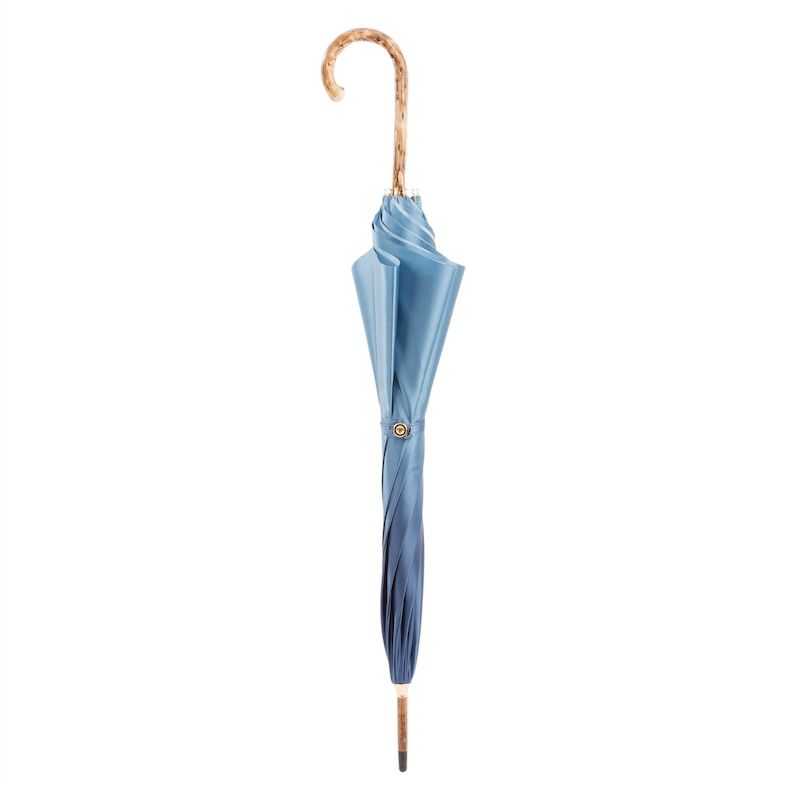 PASOTTI Ombrello Da Donna Flower Sfumato Blu Chiaro Interno Natura Marrone  397*21284-17*58637-17*6