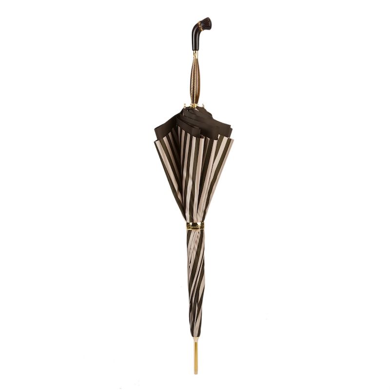 PASOTTI Ombrello Da Donna Classic Righe Verde Scuro/Oro Interno Moro  189*21352/2*30*Z1