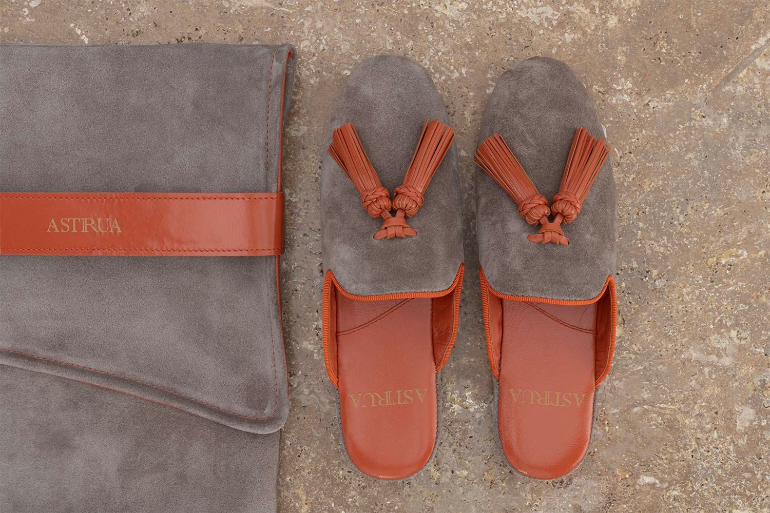 ASTRUA Creazioni Pantofola Slipper Aperta Babù Camoscio Charme  33001