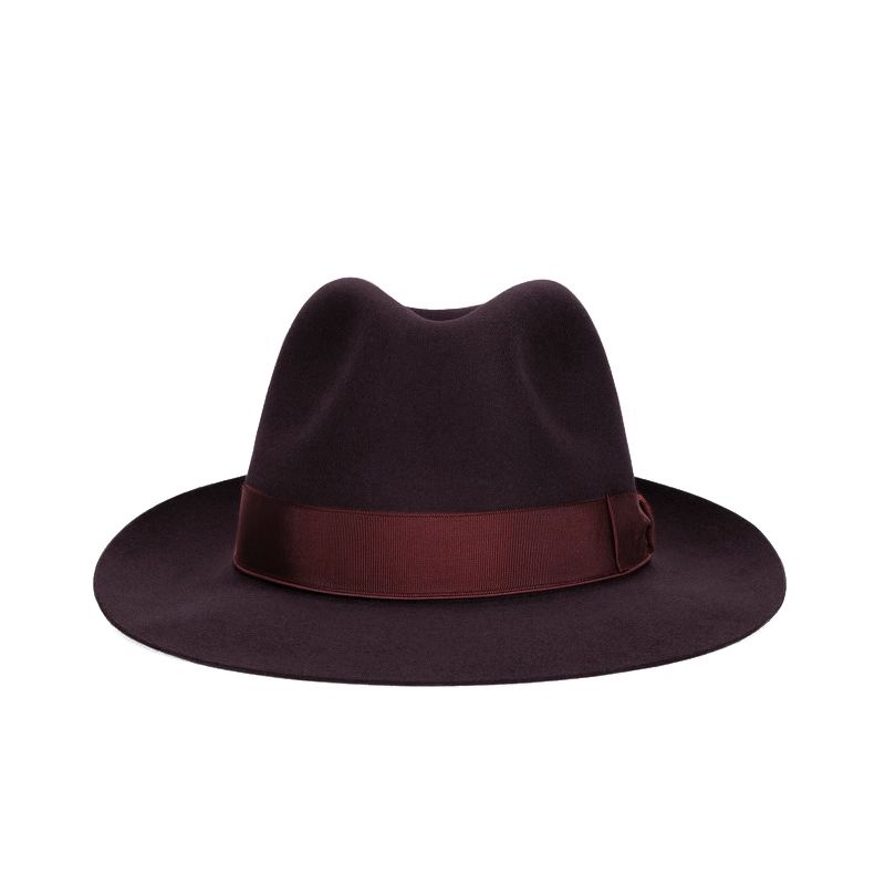 Borsalino Cappello Fedora "Federico" Feltro Tesa Media Vinaccia  E114336