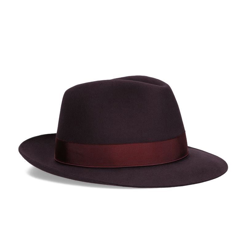 Borsalino Cappello Fedora "Federico" Feltro Tesa Media Vinaccia  E114336