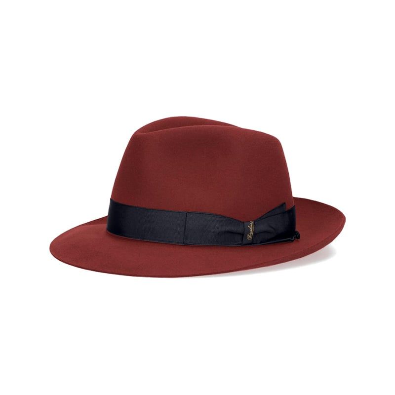 BORSALINO Cappello Fedora Federico Feltro Tesa Media Melograno  E114336