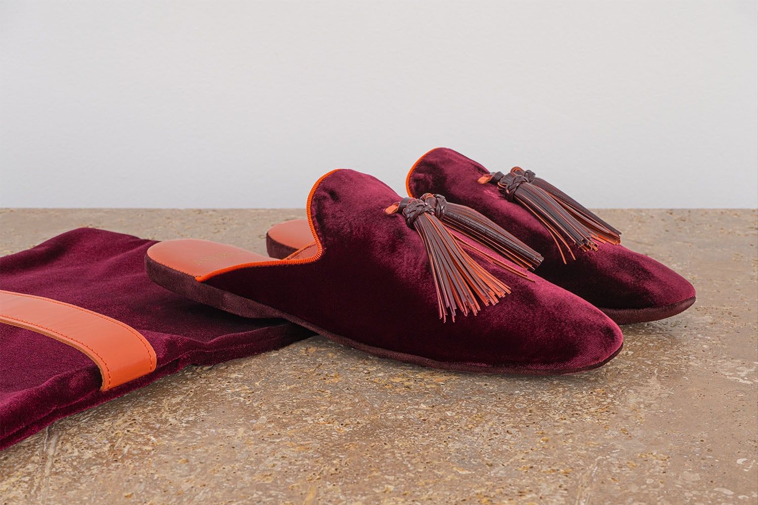 ASTRUA Creazioni Pantofola Slipper Aperta Babù Velluto Bordeaux  32018