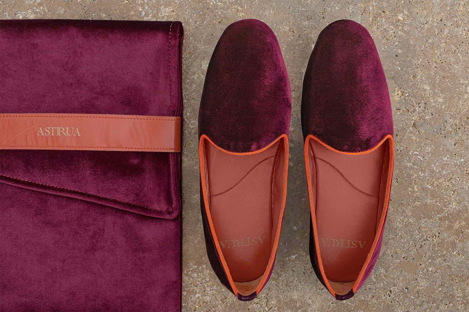 ASTRUA Creazioni Pantofola Slipper Friulana Velluto Bordeaux  32034