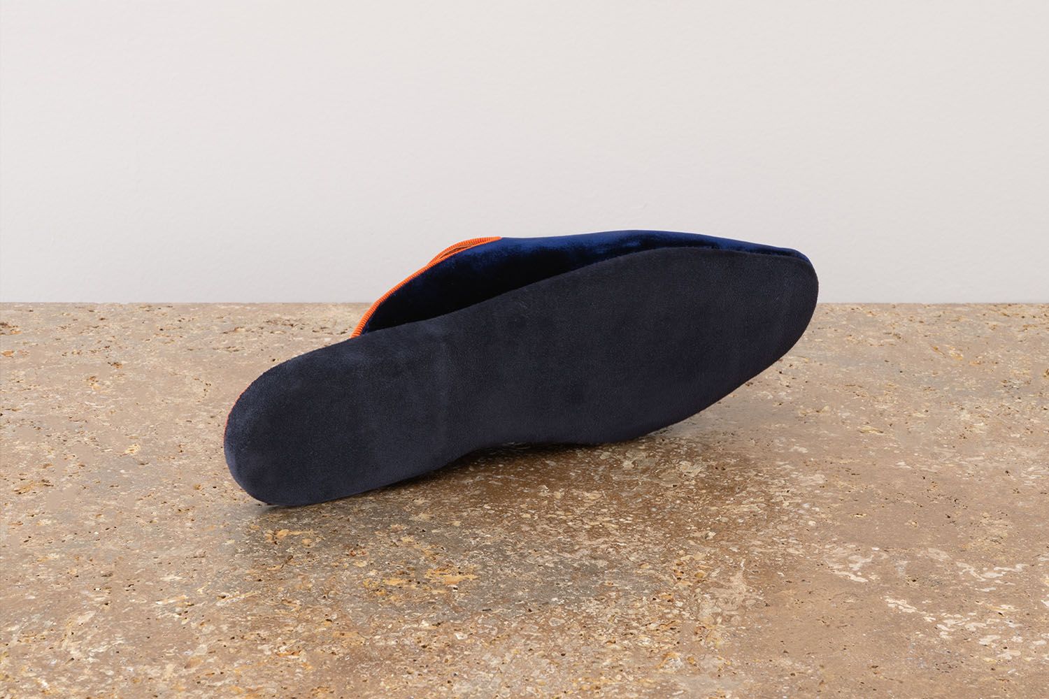 ASTRUA Creations Pantofola Slipper Aperta Babù Velluto Blu  32018