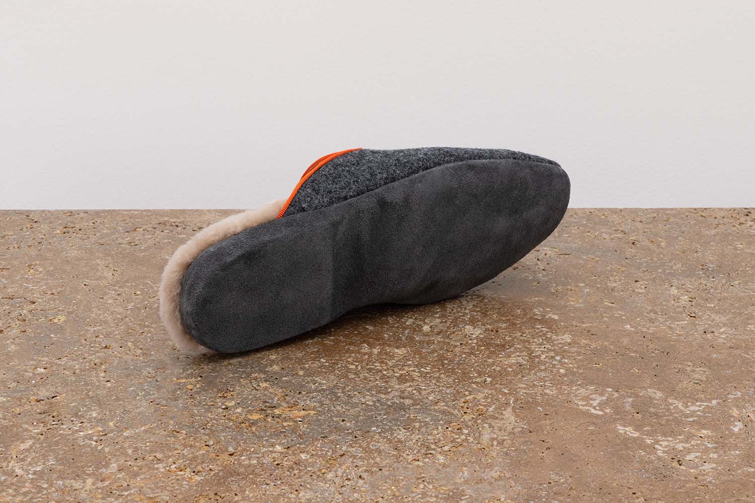 ASTRUA Creazioni Pantofola Slipper Aperta Babù Lana Grigio  32018